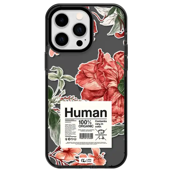 a cover of a book with flowers Apple iPhone 14 pro max impact Smoke Black Case