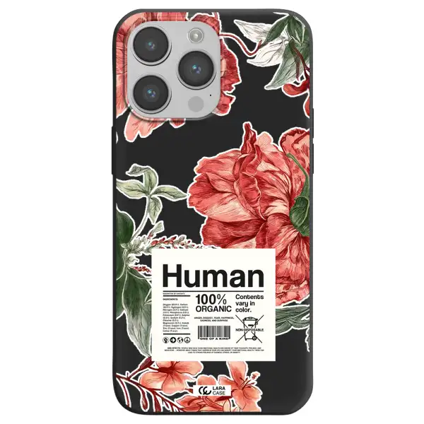 a cover of a book with flowers Apple iPhone 14 pro max Silicone black Case