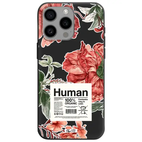 a cover of a book with flowers Apple Iphone 15 Pro max Silicone black Case