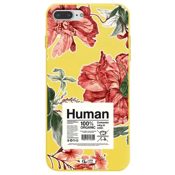 a cover of a book with flowers Apple iPhone 8 plus Silicone canary yellow Case