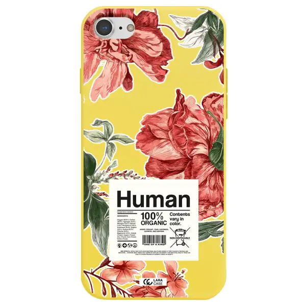 a cover of a book with flowers Apple iPhone 8 Silicone canary yellow Case