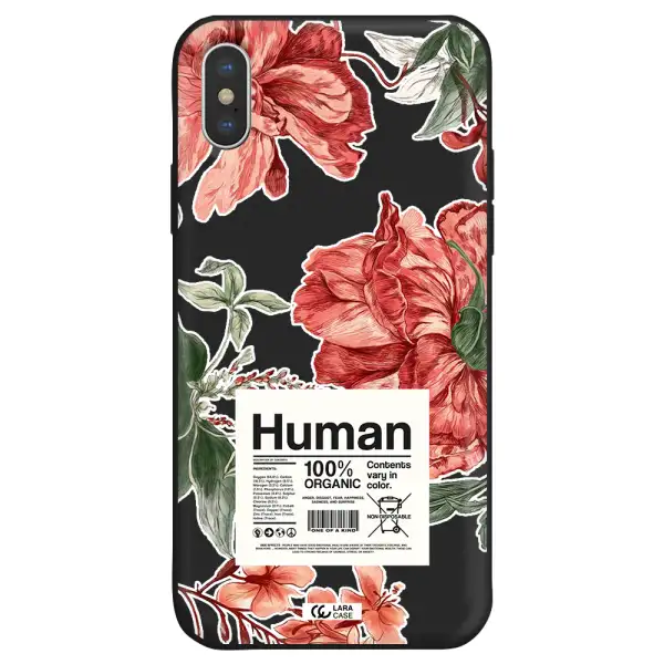a cover of a book with flowers Apple iPhone X Silicone black Case