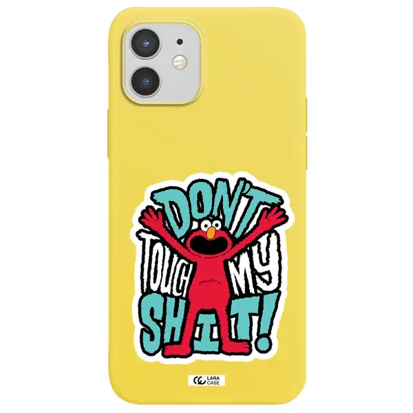 a cartoon character with arms up Apple iPhone 12 mini Silicone canary yellow Case