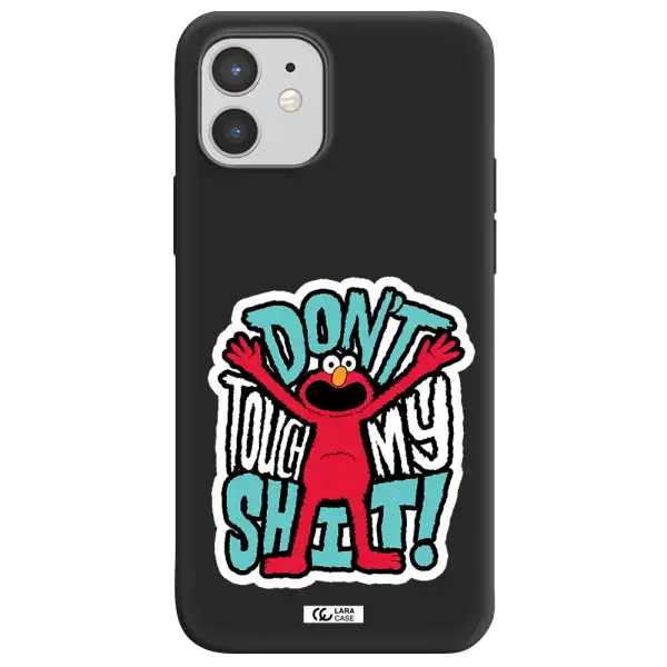 a cartoon character with arms up Apple iPhone 12 Silicone black Case