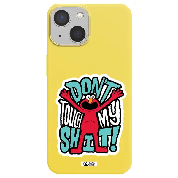 a cartoon character with arms up Apple iPhone 13 mini Silicone canary yellow Case