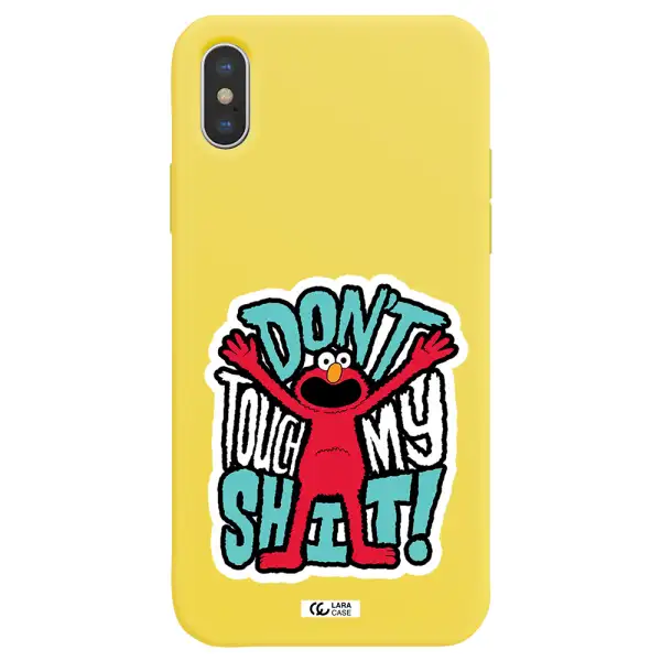 a cartoon character with arms up Apple iPhone XS Silicone canary yellow Case