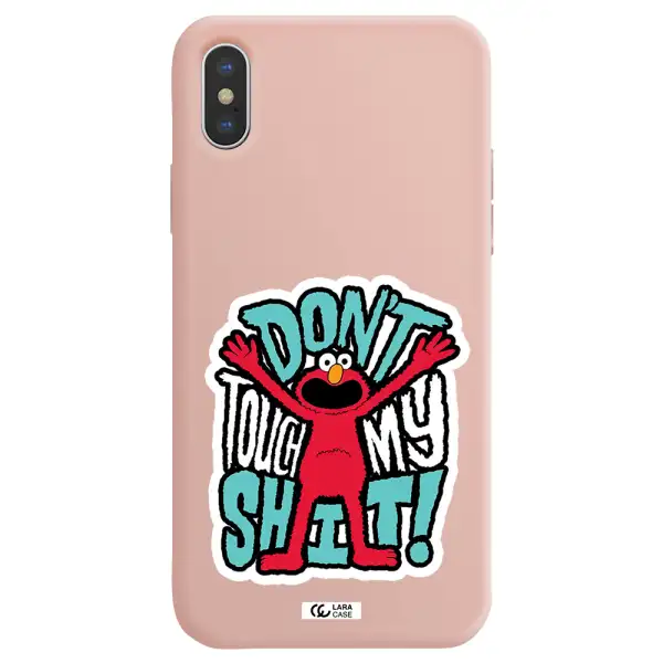 a cartoon character with arms up Apple iPhone XS Silicone pastel pink Case
