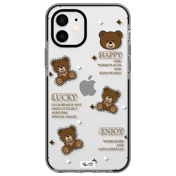 a collection of teddy bears Apple iPhone 11 impact black border Case