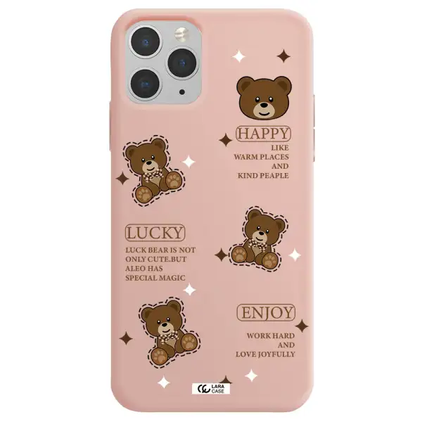 a collection of teddy bears Apple iPhone 11 pro max Silicone pastel pink Case