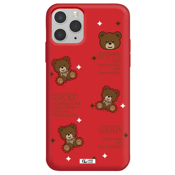 a collection of teddy bears Apple iPhone 11 pro Silicone Imperial Red Case