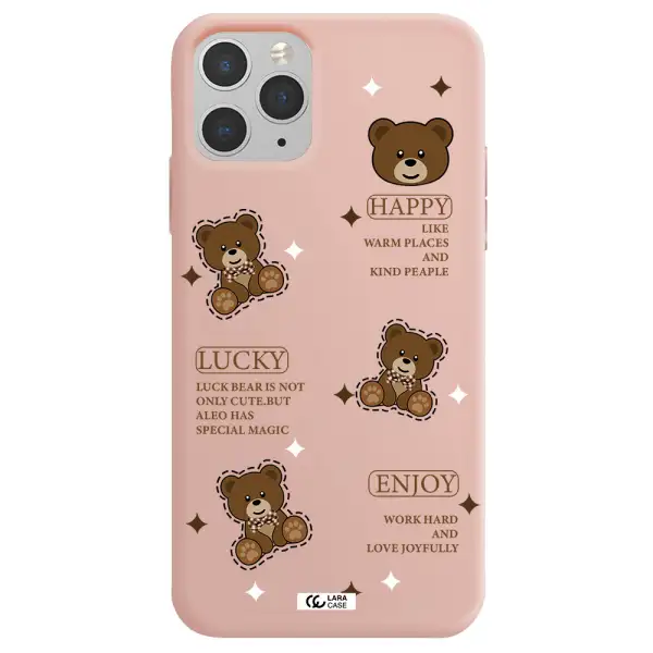 a collection of teddy bears Apple iPhone 11 pro Silicone pastel pink Case