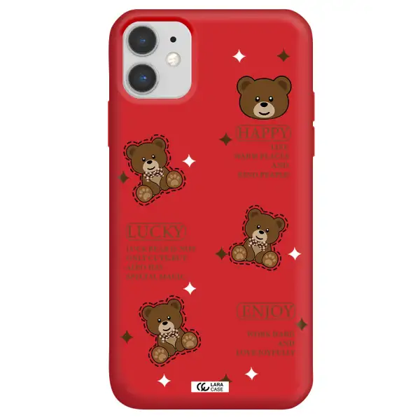 a collection of teddy bears Apple iPhone 11 Silicone Imperial Red Case