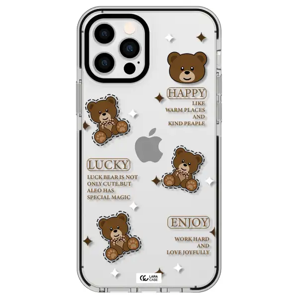 a collection of teddy bears Apple iPhone 12 pro impact black border Case