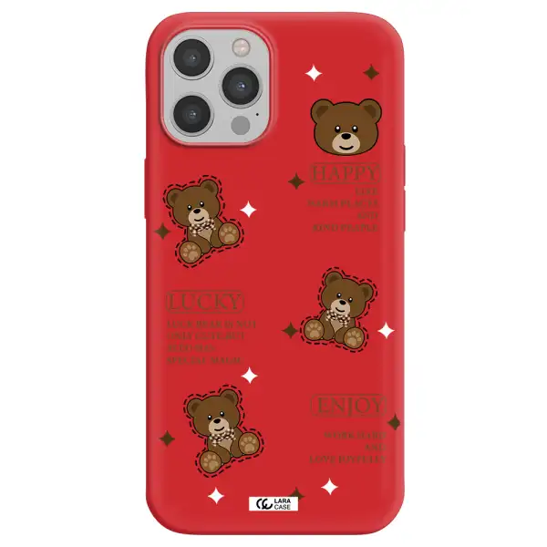 a collection of teddy bears Apple iPhone 12 pro max Silicone Imperial Red Case
