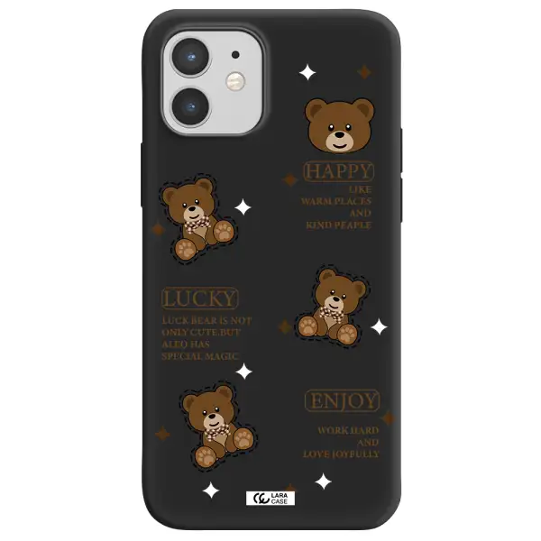 a collection of teddy bears Apple iPhone 12 Silicone black Case