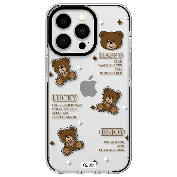 a collection of teddy bears Apple iPhone 13 Pro impact black border Case