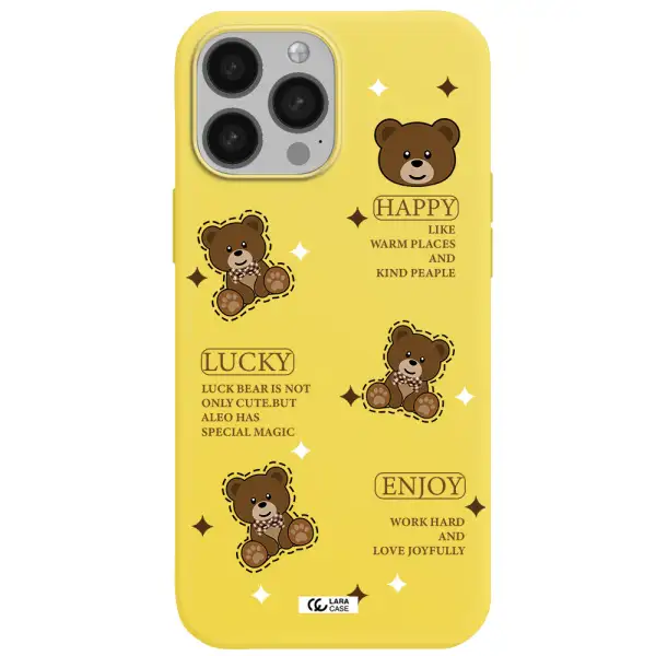 a collection of teddy bears Apple iPhone 13 Pro Silicone canary yellow Case