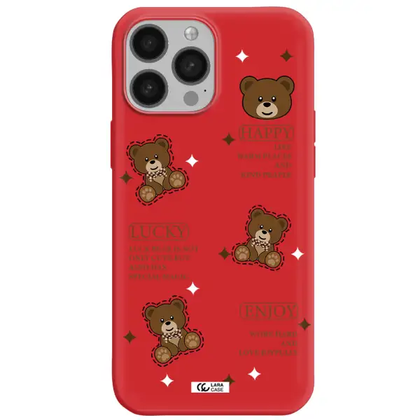 a collection of teddy bears Apple iPhone 13 Pro Silicone Imperial Red Case
