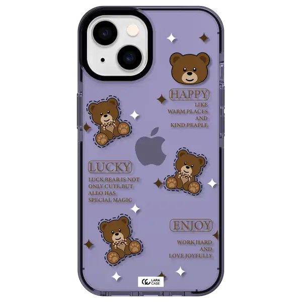 a collection of teddy bears Apple iPhone 14 impact Lilac Case