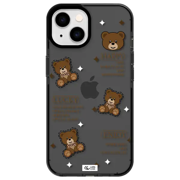 a collection of teddy bears Apple iPhone 14 impact Smoke Black Case