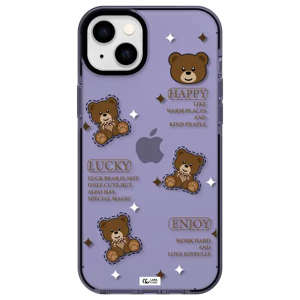 a collection of teddy bears Apple iPhone 14 plus impact Lilac Case