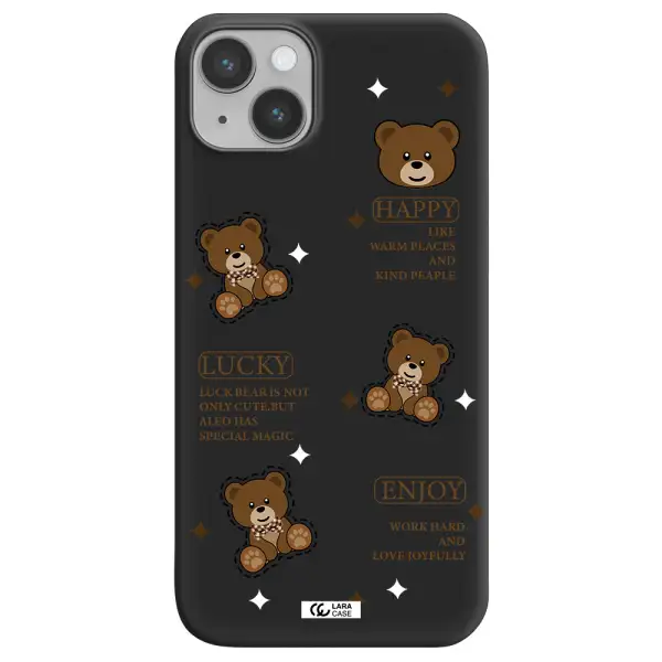a collection of teddy bears Apple iPhone 14 plus Silicone black Case
