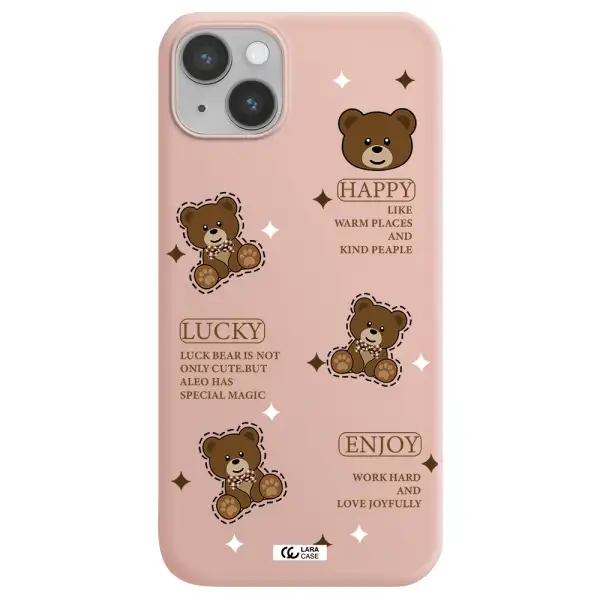 a collection of teddy bears Apple iPhone 14 Silicone pastel pink Case