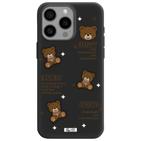 a collection of teddy bears Apple Iphone 15 Pro max Silicone black Case
