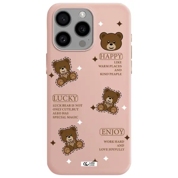 a collection of teddy bears Apple Iphone 15 Pro max Silicone pastel pink Case
