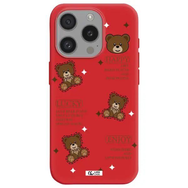 A Collection Of Teddy Bears Apple Iphone 15 Pro Silicone Imperial Red Case