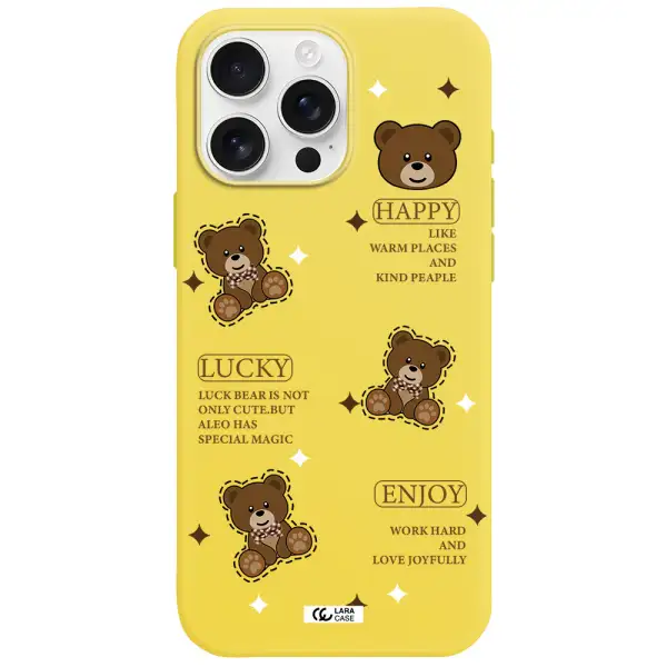 A Collection Of Teddy Bears Apple Iphone 16 Pro Max Silicone Canary Yellow Case