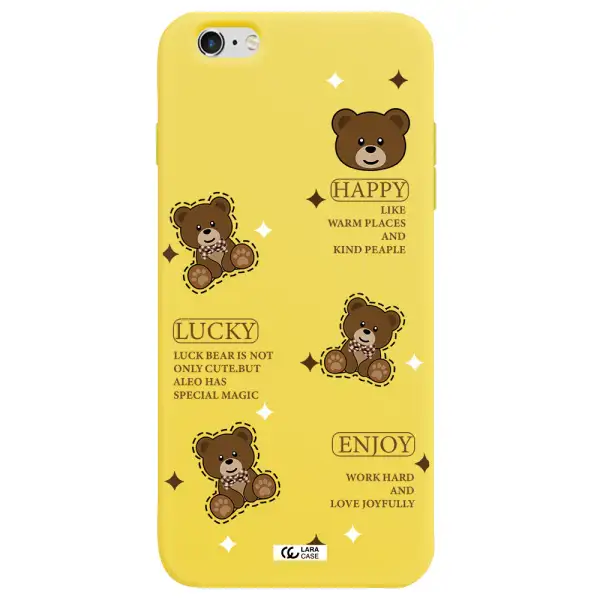 a collection of teddy bears Apple iPhone 6 plus Silicone canary yellow Case