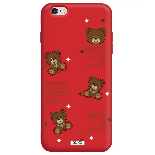 a collection of teddy bears Apple iPhone 6S Silicone Imperial Red Case