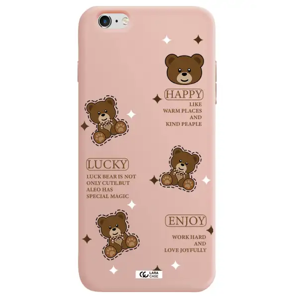 a collection of teddy bears Apple iPhone 6S Silicone pastel pink Case