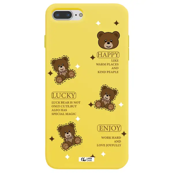 a collection of teddy bears Apple iPhone 7 plus Silicone canary yellow Case