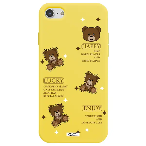 a collection of teddy bears Apple iPhone 7 Silicone canary yellow Case