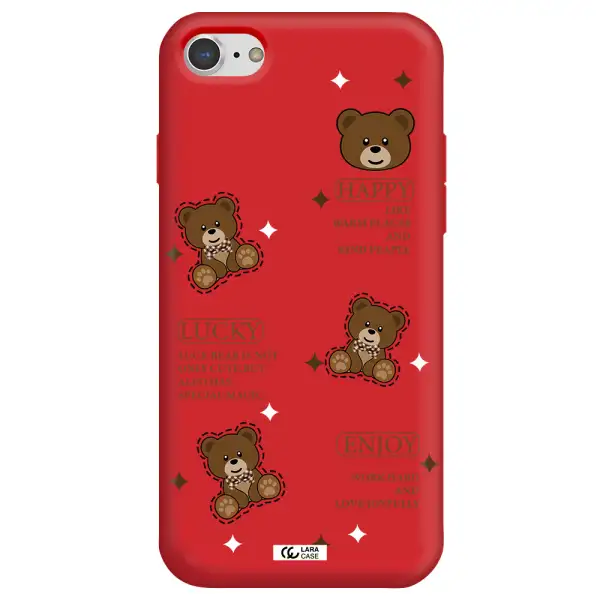 a collection of teddy bears Apple iPhone 7 Silicone Imperial Red Case
