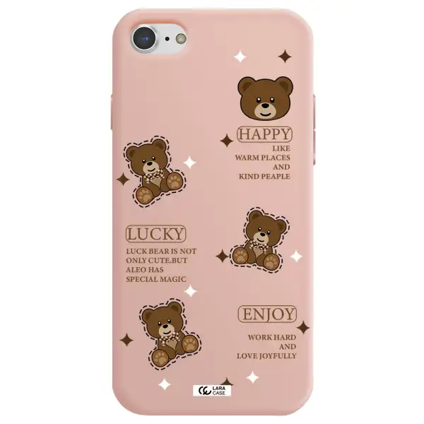 a collection of teddy bears Apple iPhone 7 Silicone pastel pink Case