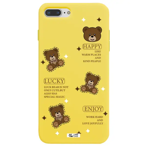 a collection of teddy bears Apple iPhone 8 plus Silicone canary yellow Case
