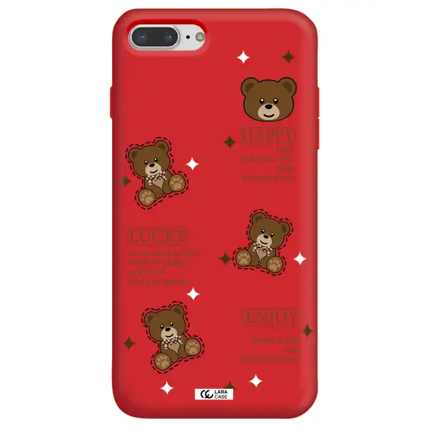 a collection of teddy bears Apple iPhone 8 plus Silicone Imperial Red Case