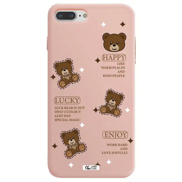 a collection of teddy bears Apple iPhone 8 plus Silicone pastel pink Case