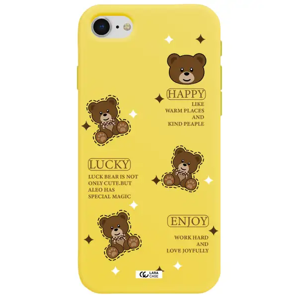 a collection of teddy bears Apple iPhone se 2020 Silicone canary yellow Case