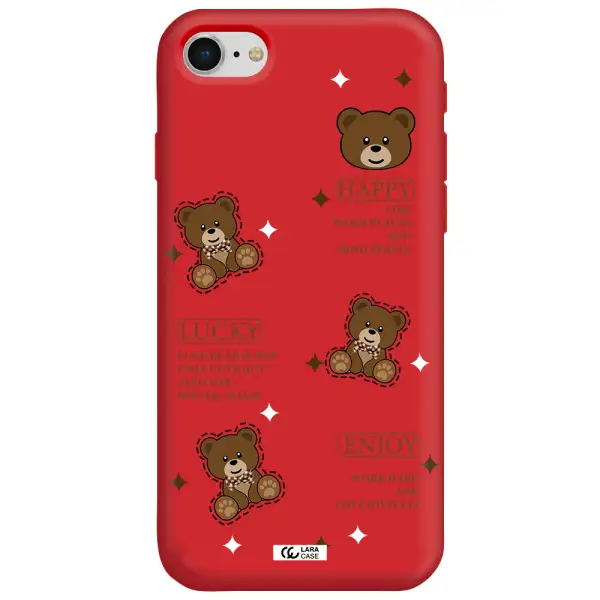 a collection of teddy bears Apple iPhone se 2020 Silicone Imperial Red Case