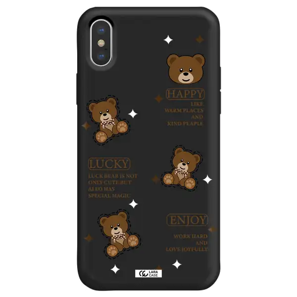a collection of teddy bears Apple iPhone X Silicone black Case