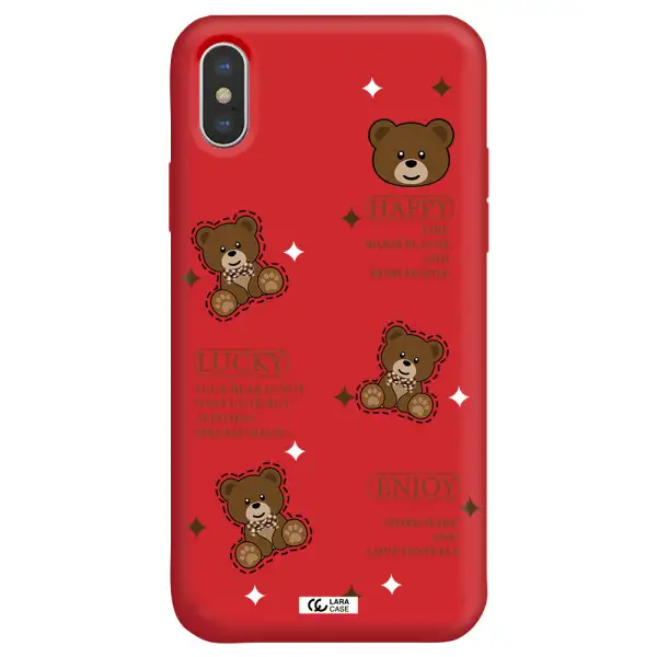 a collection of teddy bears Apple iPhone X Silicone Imperial Red Case