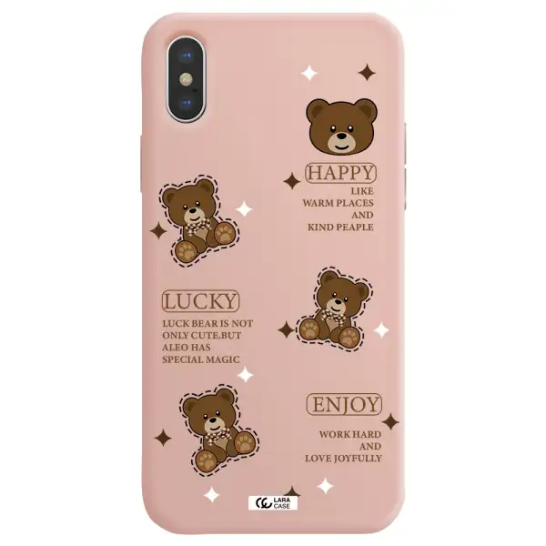 a collection of teddy bears Apple iPhone X Silicone pastel pink Case