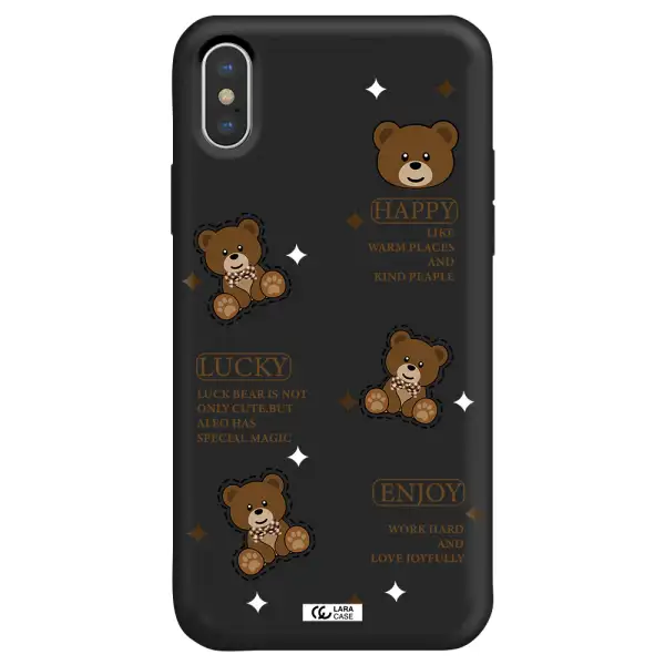 a collection of teddy bears Apple iPhone XS Silicone black Case