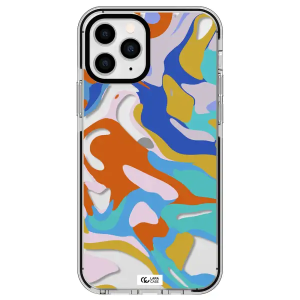 a colorful background with different colors Apple iPhone 11 pro impact black border Case