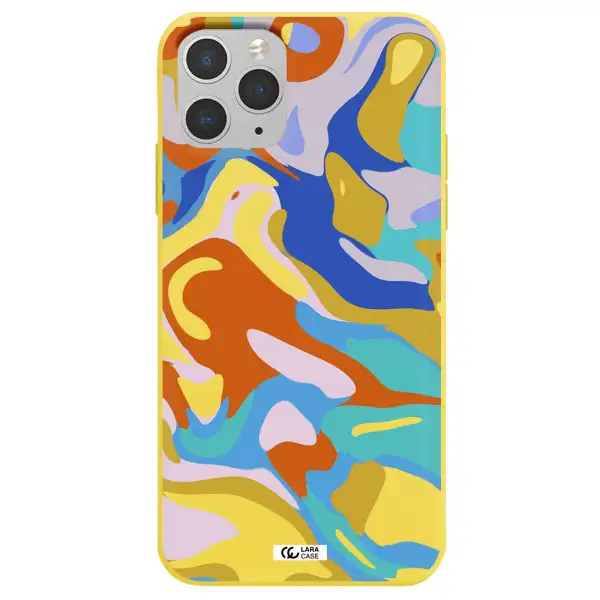 a colorful background with different colors Apple iPhone 11 pro max Silicone canary yellow Case