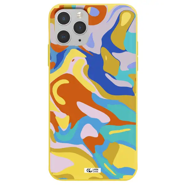 a colorful background with different colors Apple iPhone 11 pro Silicone canary yellow Case